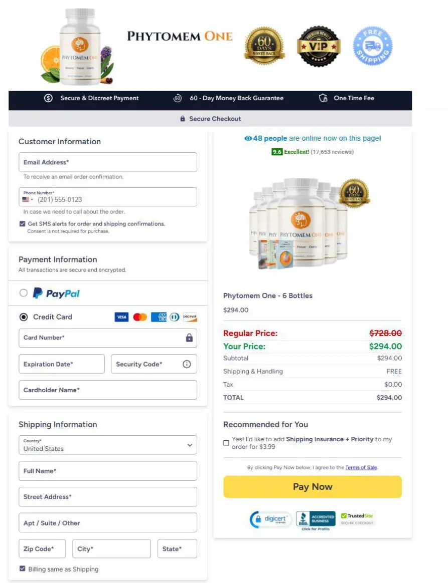 Phytomem One secure checkout